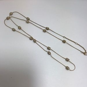 Gold Tone and Rhinestone Bead 30" Necklace